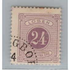 SUECIA 1874 Yv TAXA 7A ESTAMPILLA DENTADO 13 USADA 25 EUROS